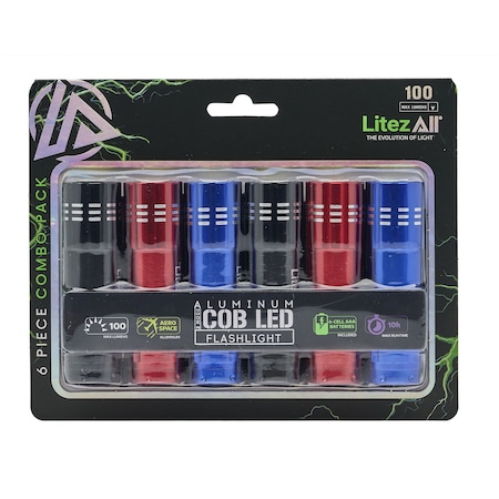 Litezall Aluminum Pocket Flashlight LA-COBFTHNX6-6/12